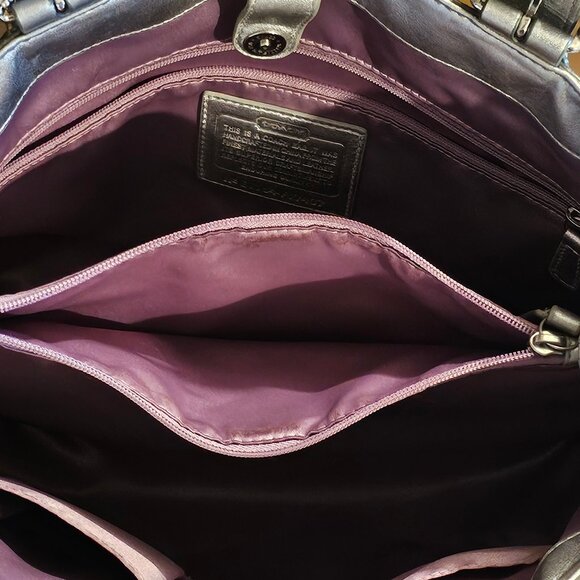 Coach Poppy Metallic Pink Outline Hallie Tote Purse - Picture 3 of 5